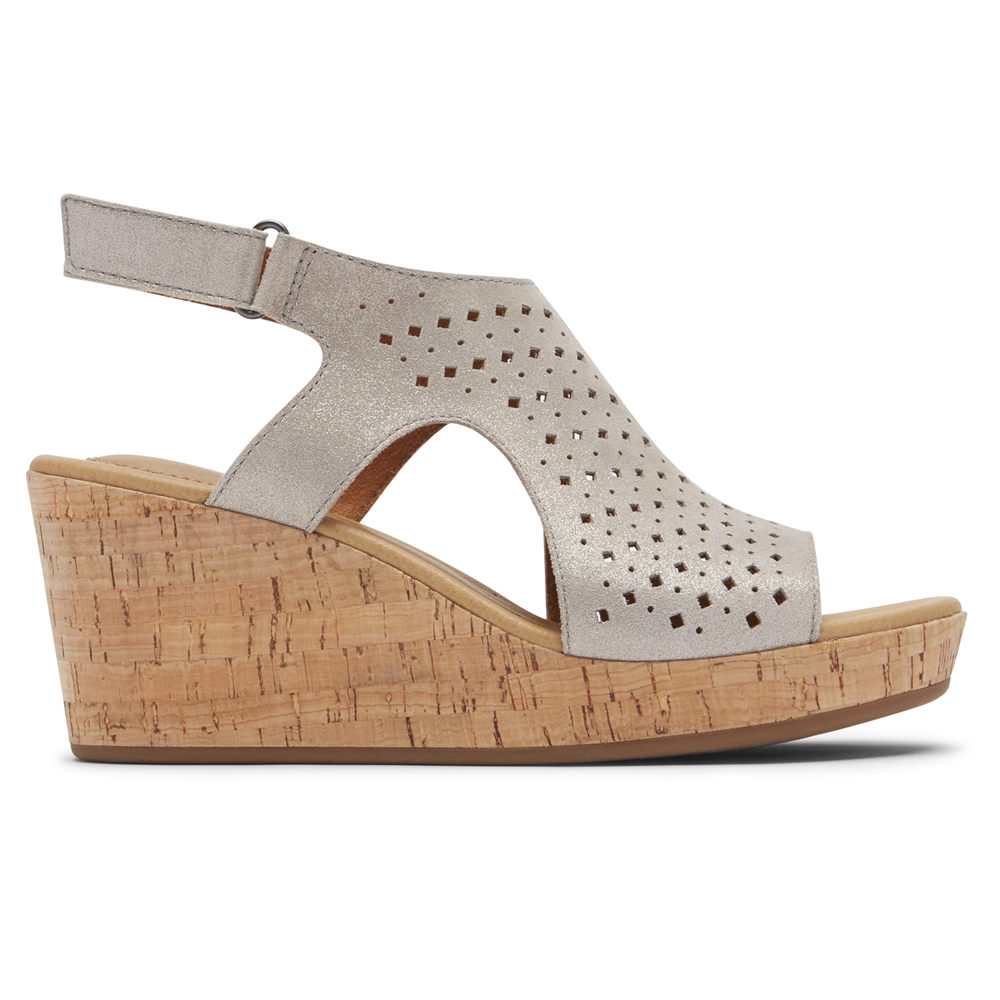 Sandalias Rockport Mujer Mexico - Lyla Slingback Plateados - DQXUR6751